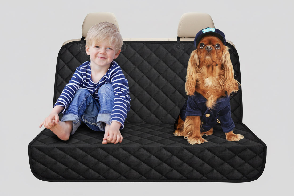 Dog Car Seat Cover, Back Seat Cover for Dogs Pet Car Seat Protector Waterproof Bench Car Seat Cover, Non-Slip Reat Seat Cover Fits Middle Armrest for Most Cars Trucks Suvs - Black