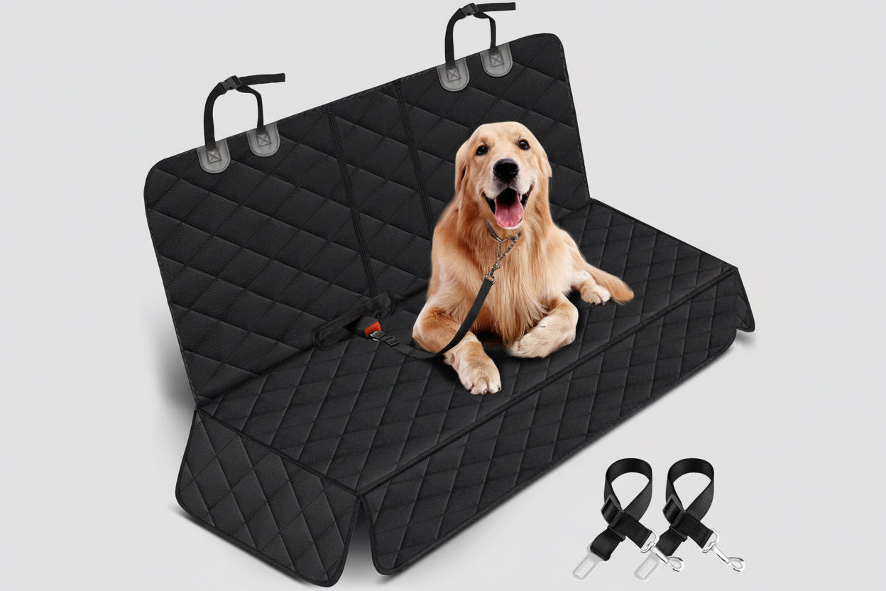 Dog Car Seat Cover, Back Seat Cover for Dogs Pet Car Seat Protector Waterproof Bench Car Seat Cover, Non-Slip Reat Seat Cover Fits Middle Armrest for Most Cars Trucks Suvs - Black
